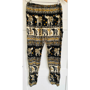 Women's Earthbound Trading Co Black & Beige Elephant Harem Pants M